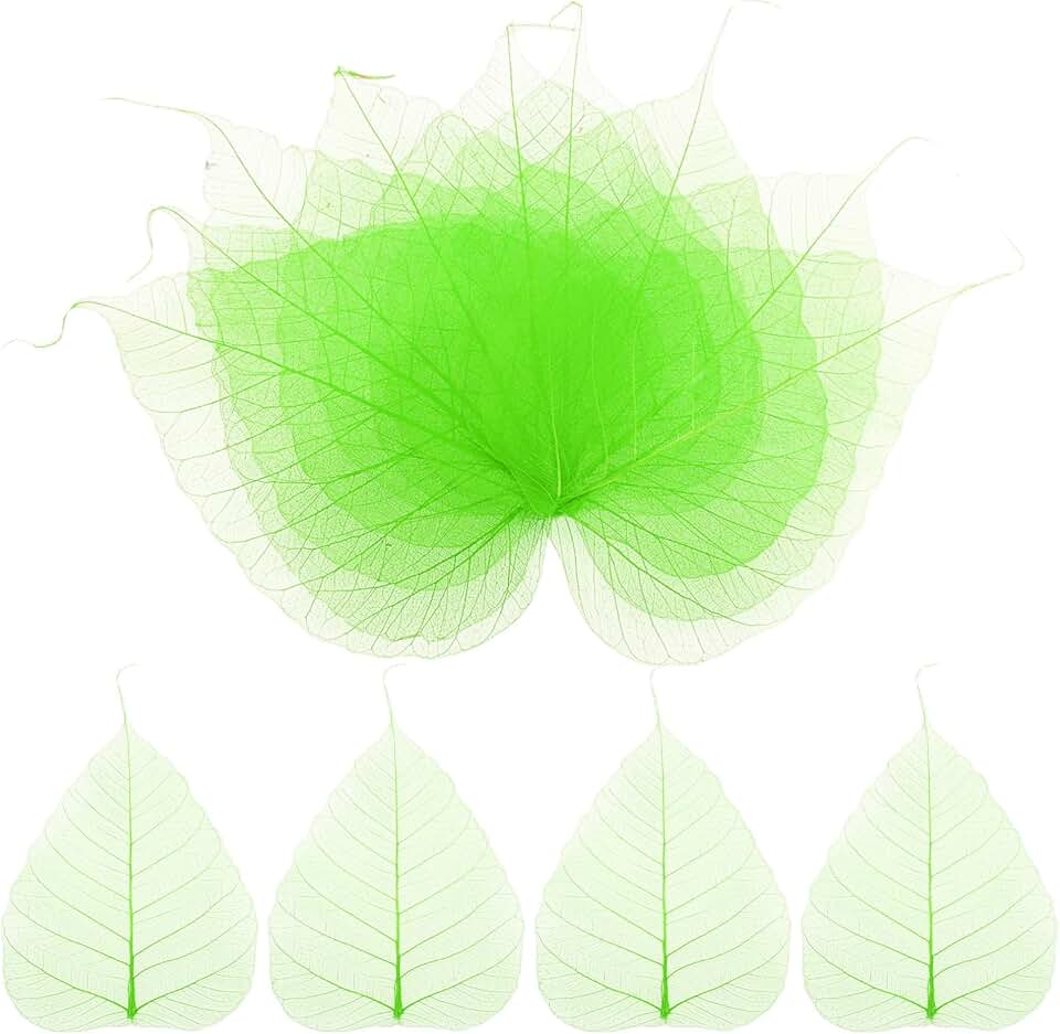 Set of 100 Small Green Skeleton Leaves for Crafts