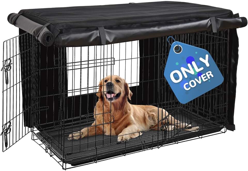 Heavy-Duty Dog Crate Cover with Pockets and Mesh