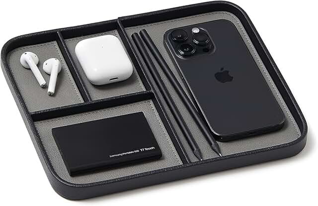 Leather Valet Tray for Keys, Watch, Wallet, Jewelry