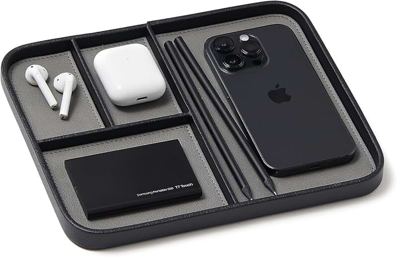 Leather Valet Tray for Keys, Watch, Wallet, Jewelry