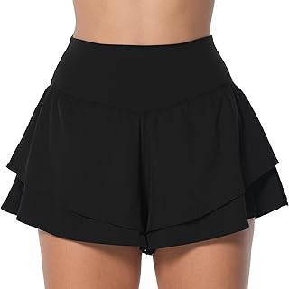 Women's Double-Layer High-Waist Athletic Skort with Pockets