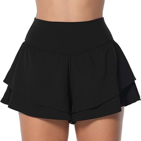 Women's Double-Layer High-Waist Athletic Skort with Pockets