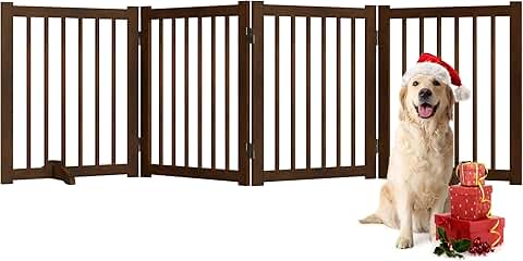 Wooden 4-Panel Pet Gate for Indoor Use