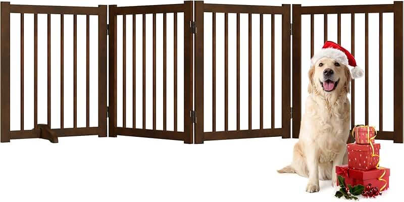 Wooden 4-Panel Pet Gate for Indoor Use