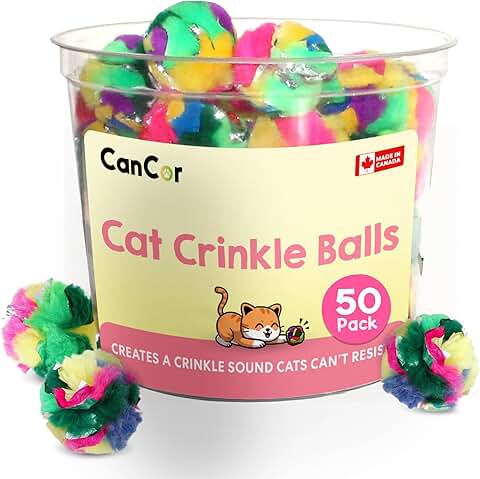 50 Soft Crinkle Cat Balls for Indoor Play
