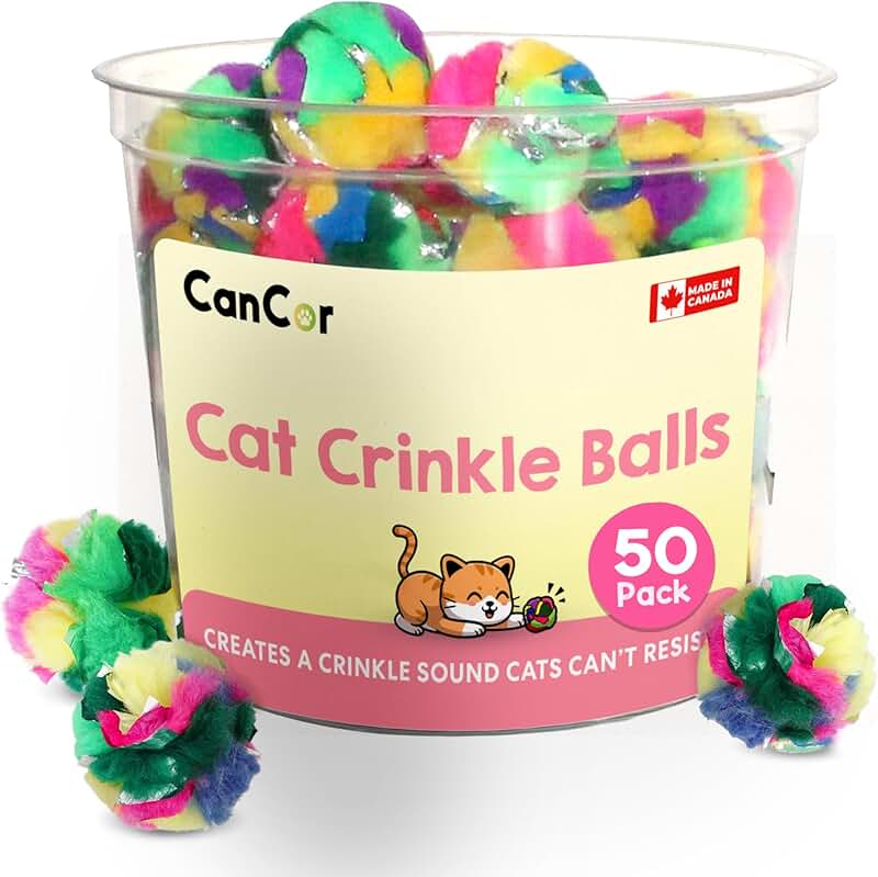 50 Soft Crinkle Cat Balls for Indoor Play
