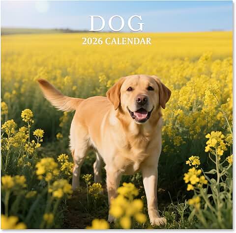 2026 Wall Calendar with Dog Theme, 12" x 24"