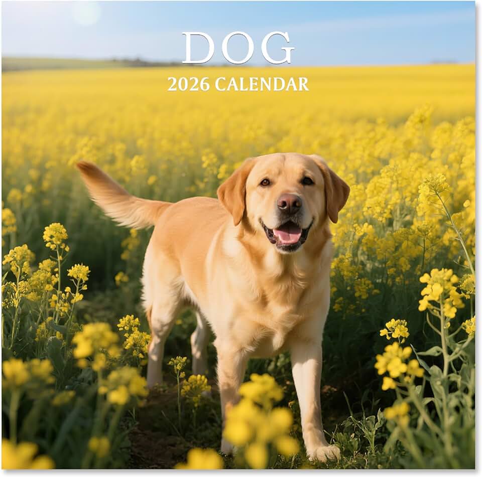2026 Wall Calendar with Dog Theme, 12" x 24"