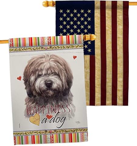 Brindle Tibetan Terrier Dog House Flag