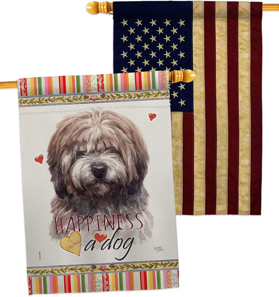 Brindle Tibetan Terrier Dog House Flag