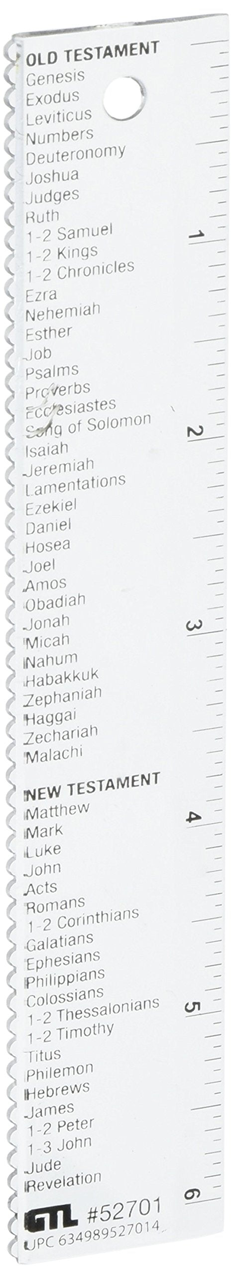 6-inch straight-edge ruler with Bible books
