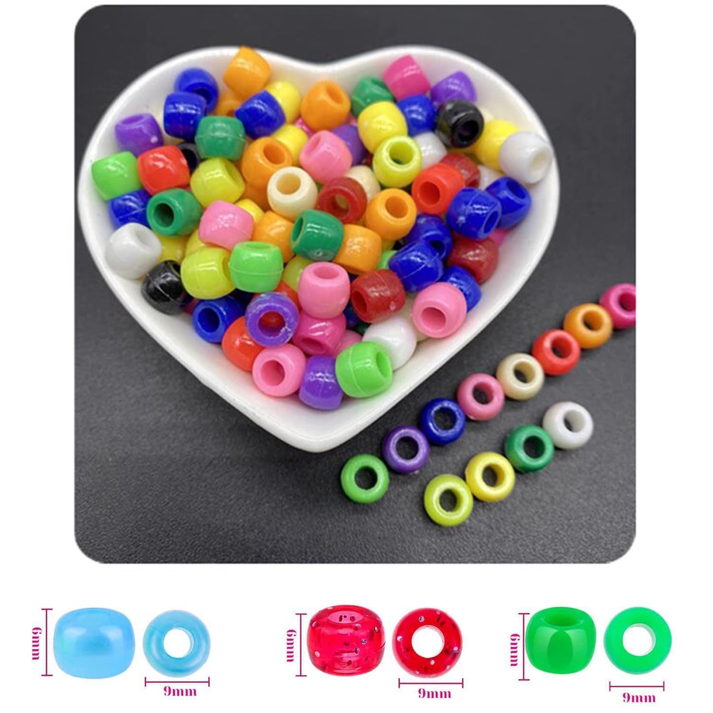 2000+ Multi-Colored Plastic Pony Beads for Jewelry Making