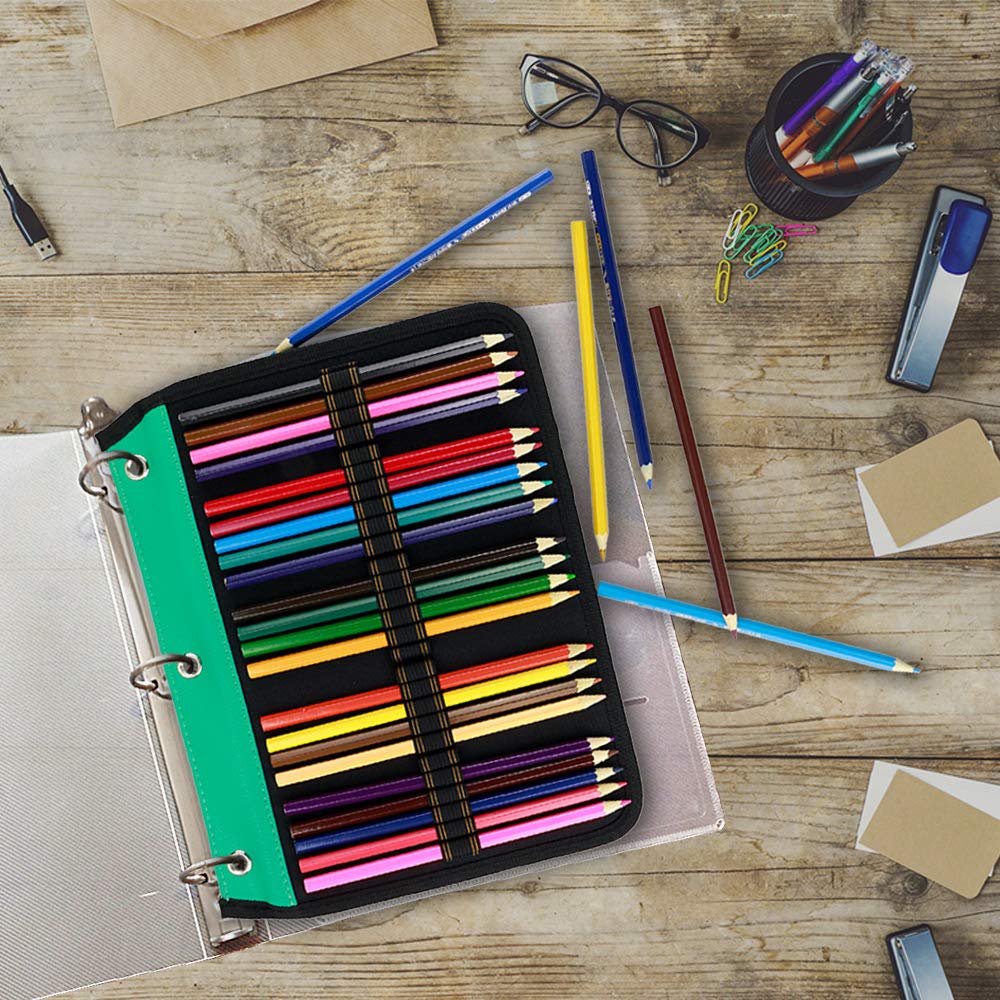 Green 54-Slot Pencil Sleeve for Binders
