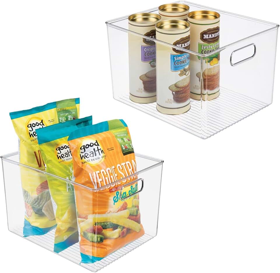 Plastic Storage Organizer Bin, 2 Pack, Clear