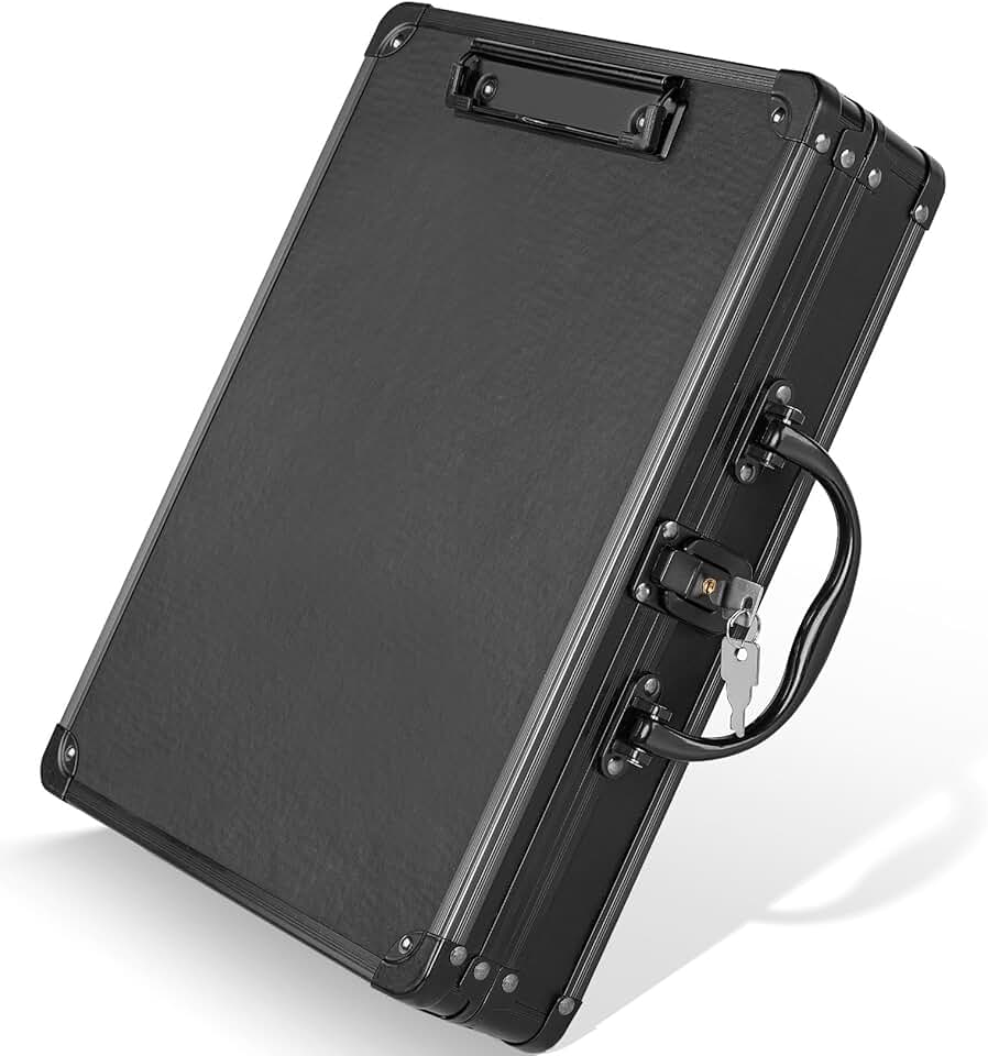 Heavy Duty Locking Clipboard with Storage, Black