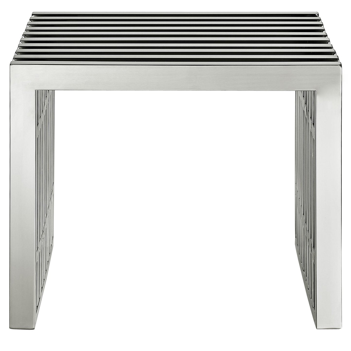 Gridiron Cont rary Modern Small Stainless Steel Bench, 19.5"