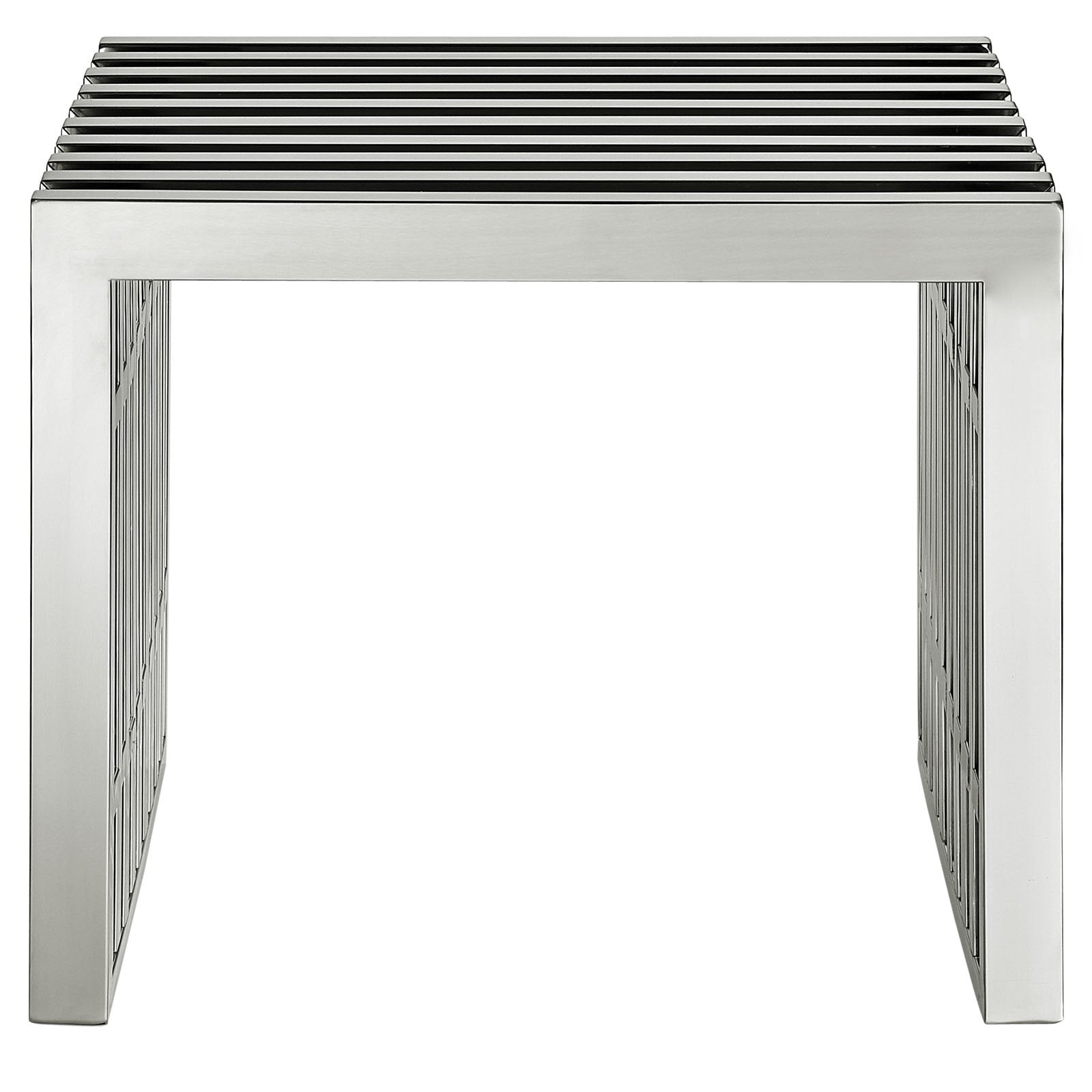 Gridiron Cont rary Modern Small Stainless Steel Bench, 19.5"