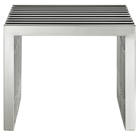 Gridiron Cont rary Modern Small Stainless Steel Bench, 19.5"