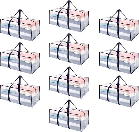 10 Pack Large Clear Plastic Storage Bags