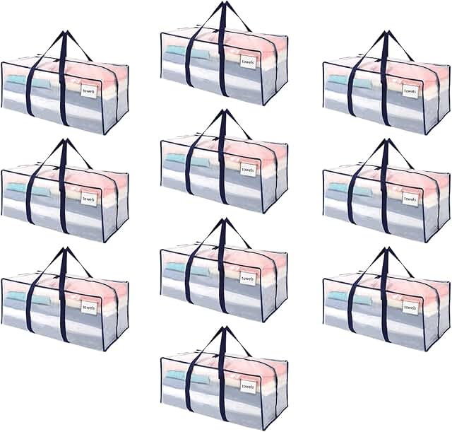10 Pack Large Clear Plastic Storage Bags