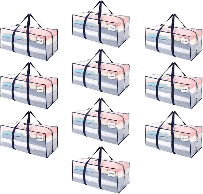 10 Pack Large Clear Plastic Storage Bags