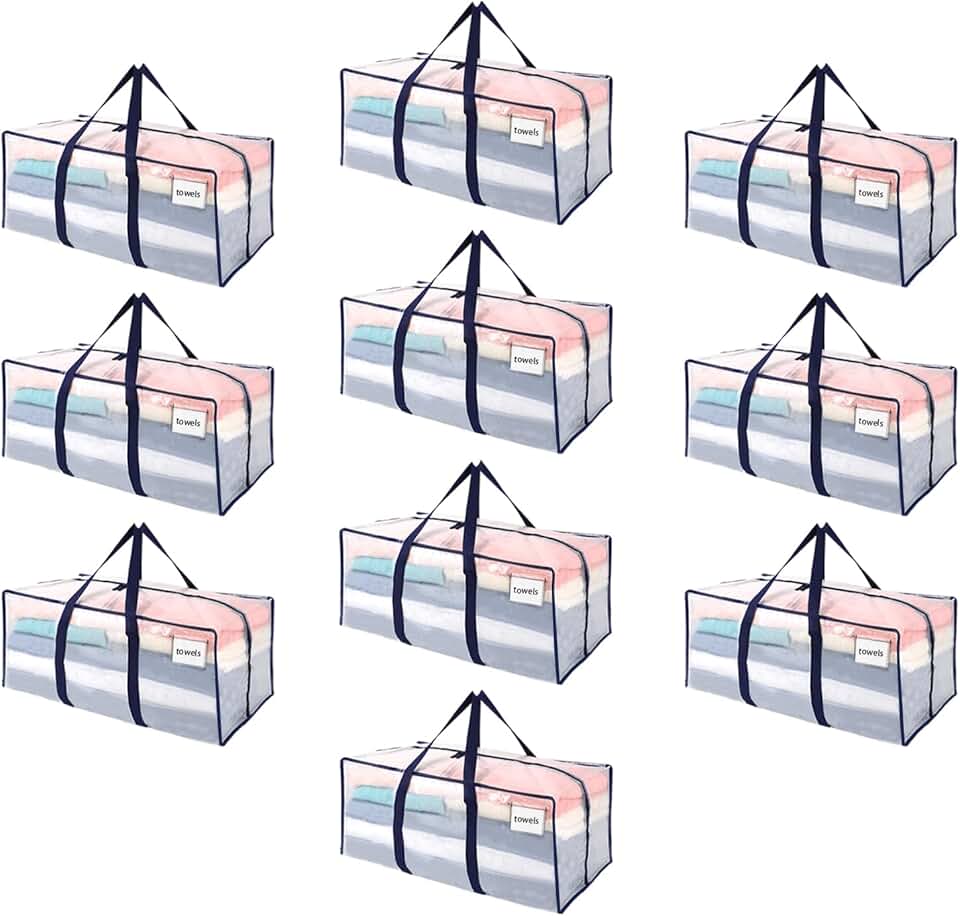 10 Pack Large Clear Plastic Storage Bags