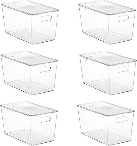 6 Clear Stackable Storage Bins with Lids