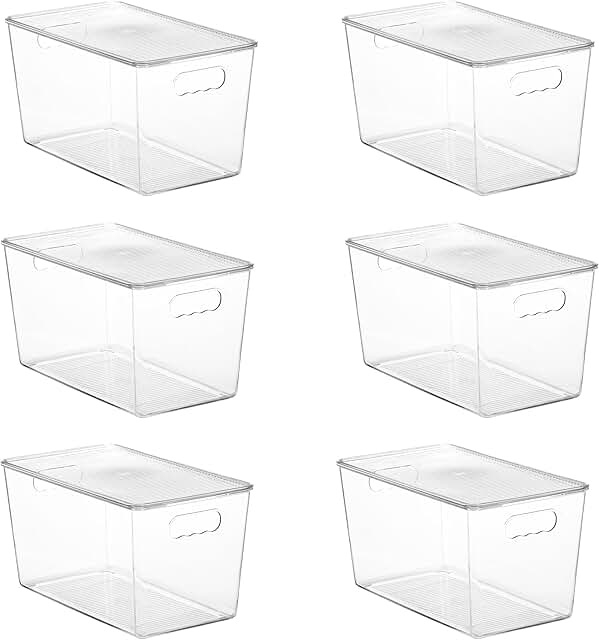 6 Clear Stackable Storage Bins with Lids