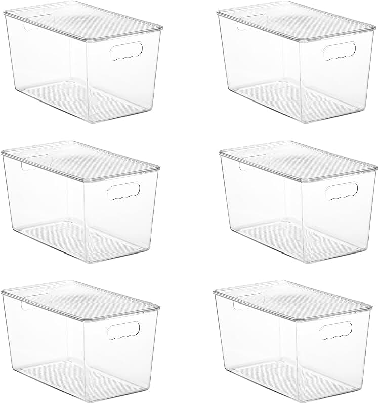 6 Clear Stackable Storage Bins with Lids