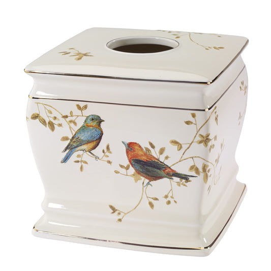 Gilded Birds Tissue Cover, Ivory