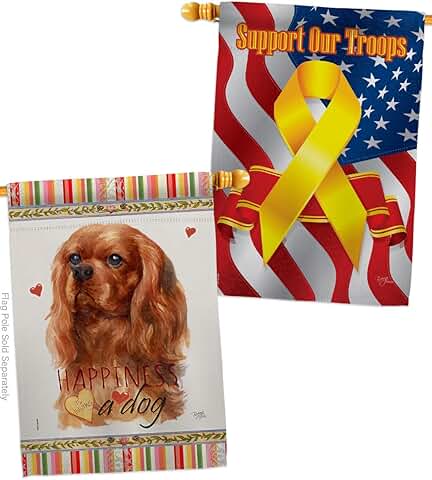 Ruby Cavalier King Spaniel House Flag for Dog Lovers
