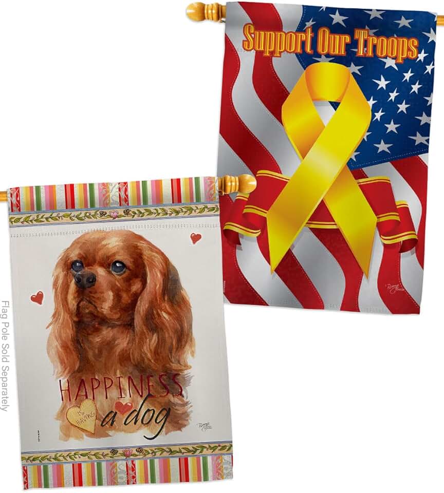 Ruby Cavalier King Spaniel House Flag for Dog Lovers