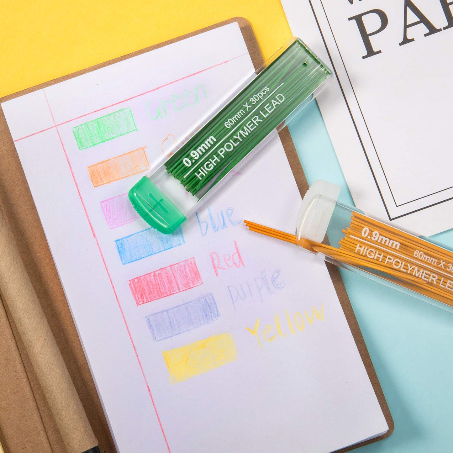 210 colorful 0.9mm mechanical pencil refills, 7 colors