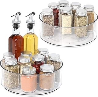 2 Pack Clear Round Lazy Susan Turntables for Kitchen Storage