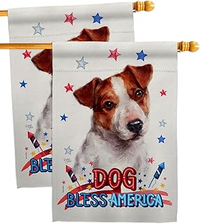 Patriotic Jack Russell Terrier House Flag Set
