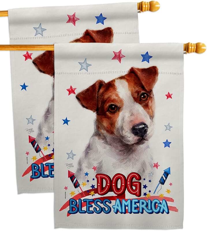 Patriotic Jack Russell Terrier House Flag Set