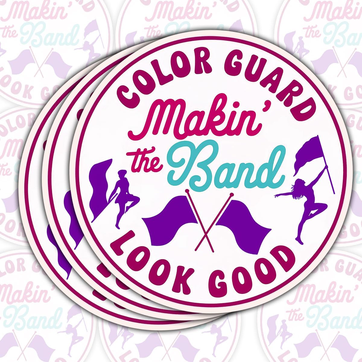Set of three color guard stickers for laptops and more