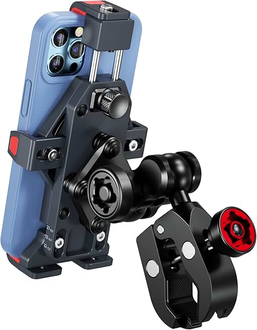 Metal Motorcycle Phone Mount with Lock and Vibration Dampener