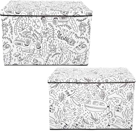 Two Kid's Coloring Bins with Washable Markers