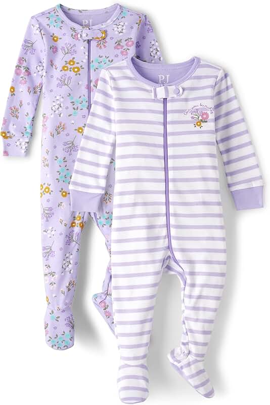 Baby Girls and Toddler Long Sleeve Zip Front Cotton Set