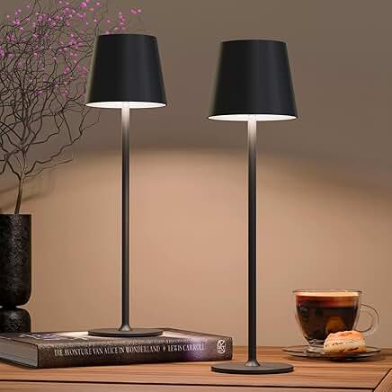 Rechargeable Cordless Table Lamp with Dimming, 2 Pack