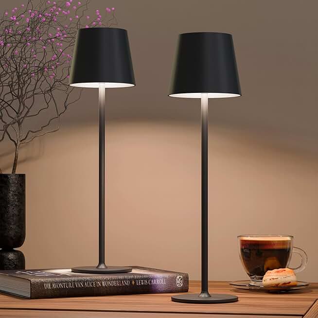 Rechargeable Cordless Table Lamp with Dimming, 2 Pack