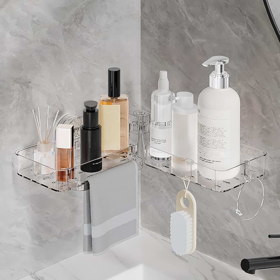 Rotating Corner Shower Caddy with Suction Cups