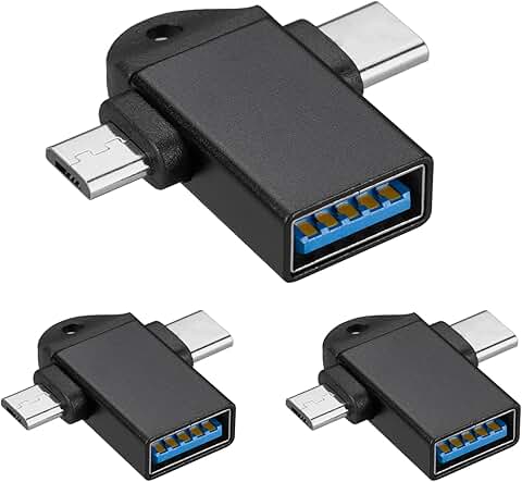 3-Pack USB C and Micro USB to USB 3.0 OTG Adapters