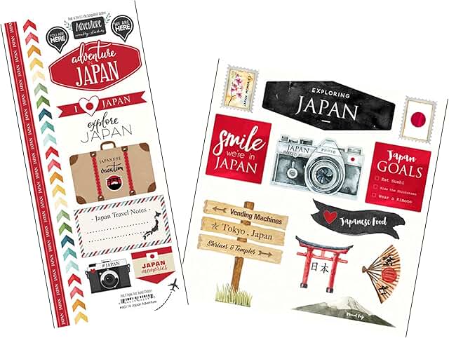 Japan Travel Scrapbook Stickers Set of 2
