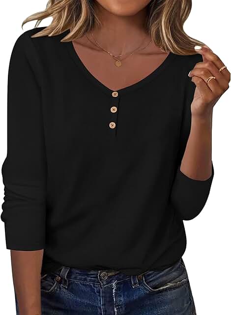 Women's long sleeve V-neck casual blouse