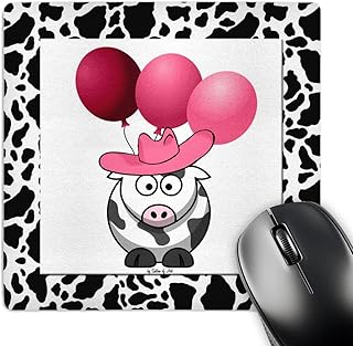 Western Cow Print Mouse Pad with Pink Balloons