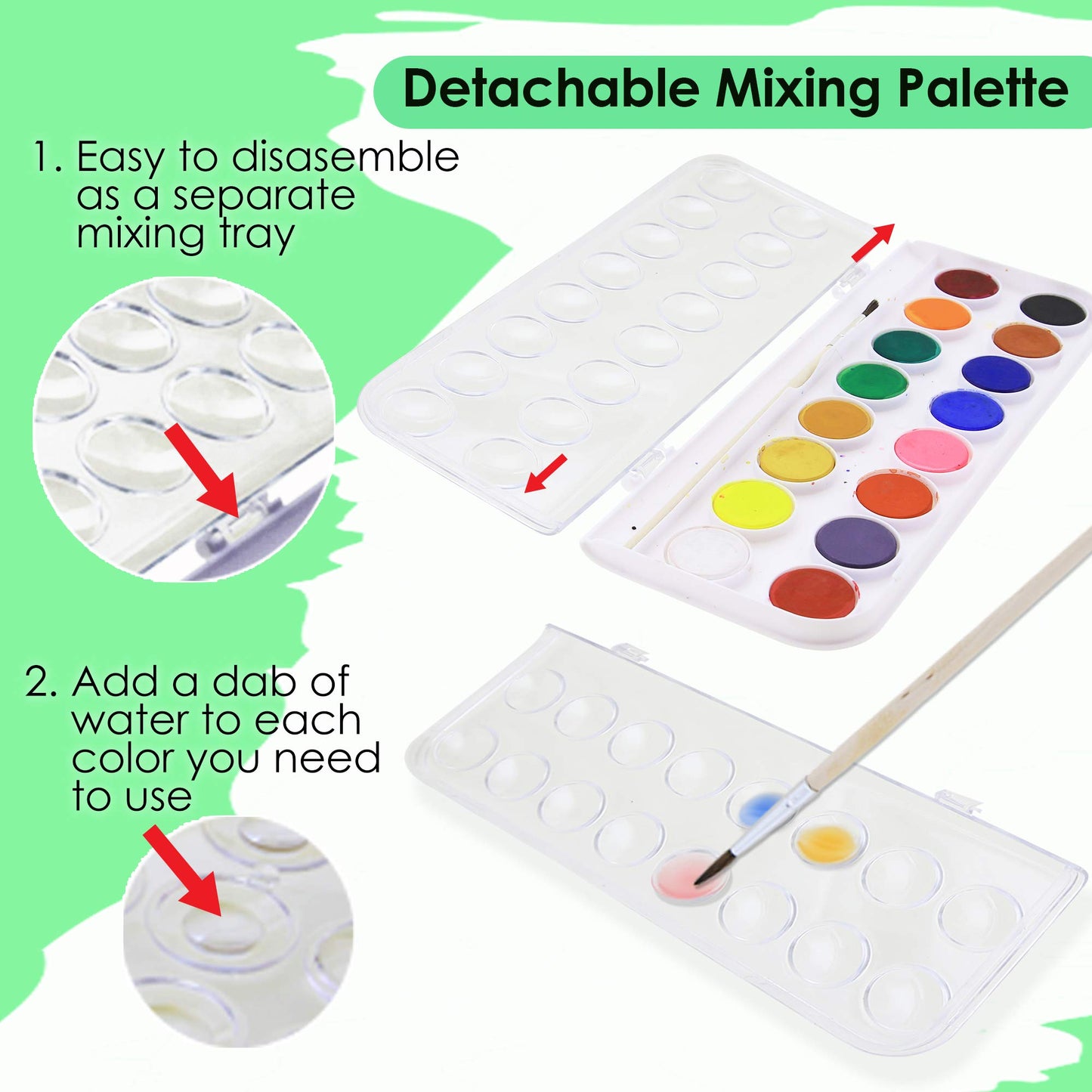 16-Color Watercolor Paint Set with Brush