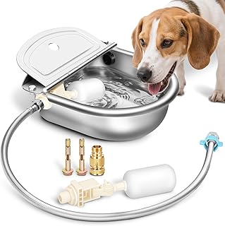 Automatic stainless steel animal water bowl with float valve