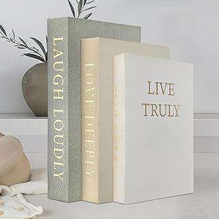 Set of 3 Decorative Linen Book Boxes for Home Decor